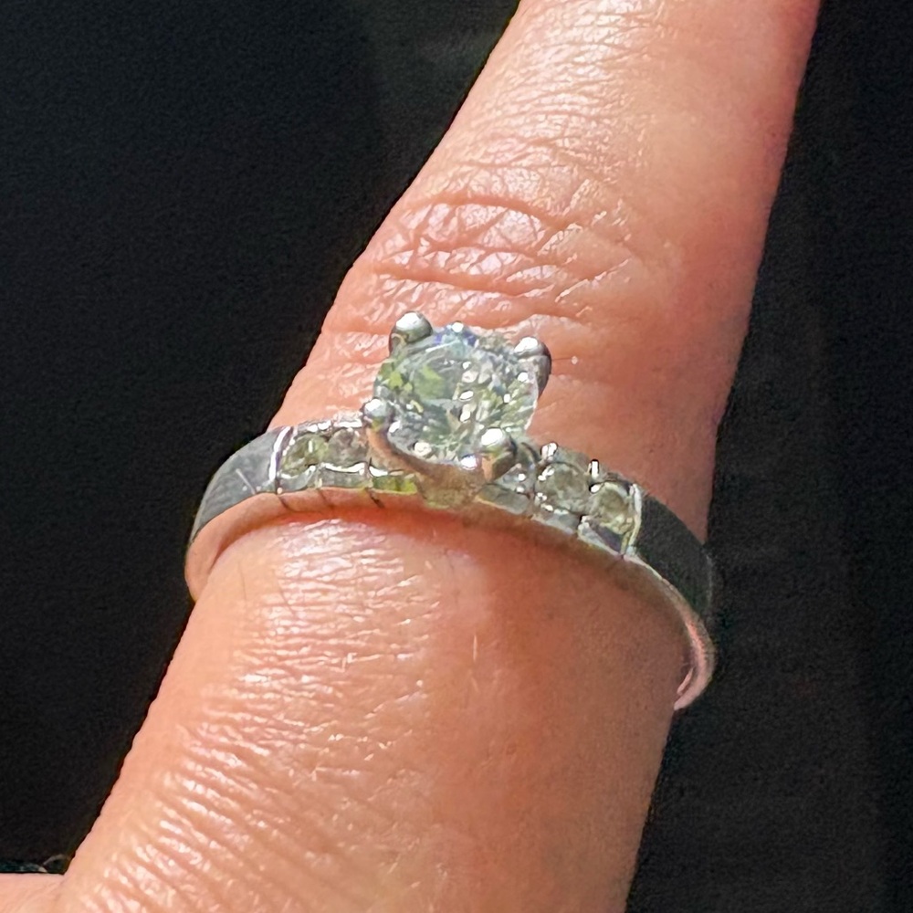 Sterling Silver Crystal Ring 925 - Picture 9 of 16